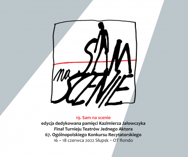 szara grafika z logotypem wydarzenia 19.  Sam Na Scenie
